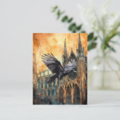 Carte Postale Flying Raven et la cathédrale gothique médiévale (Debout devant)