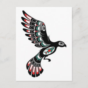 Carte Postale Flying Red and Black Haida Spirit Bird, blanc
