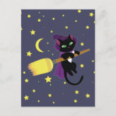 Carte Postale Flying Witch Cat (Devant)