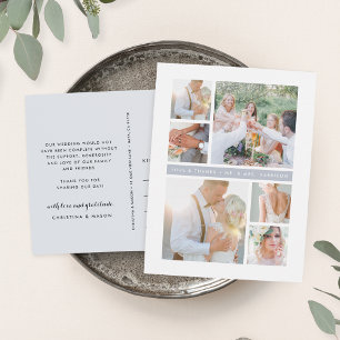 Carte Postale Fog Grey Stripe Mariage Remerciement Collage Pho