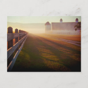 Carte Postale Foggy Morning Farm   Fence at Sunrise