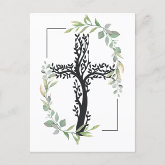 Carte Postale Foi chrétienne | Croix avec branches