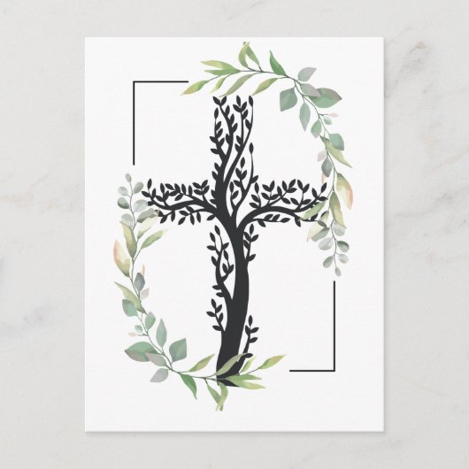 Carte Postale Foi chrétienne | Croix avec branches (Devant)