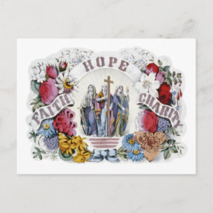 Carte Postale Foi d'art chrétien vintage Hope Charity 1874