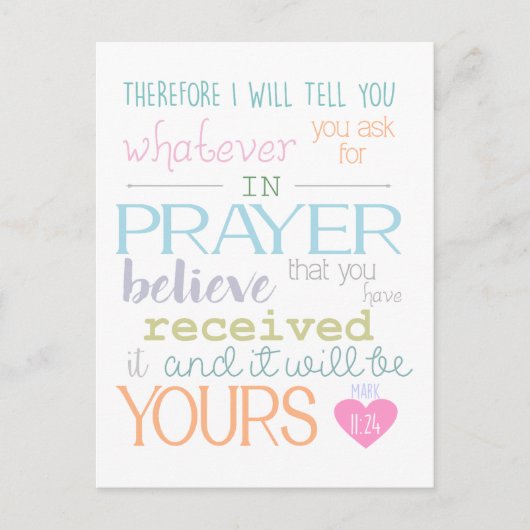 Carte Postale foi prière marque 11:24 verset de la bible (Devant)