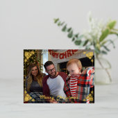 Carte postale Foil de Noël de famille avec cadre é (Debout devant)