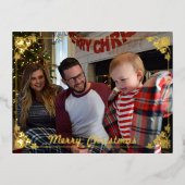 Carte postale Foil de Noël de famille avec cadre é (Recto)