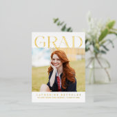 Carte postale Foil Faire-part de graduation photo  (Debout devant)