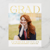 Carte postale Foil Faire-part de graduation photo  (Recto)