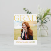 Carte postale Foil Faire-part de graduation photo  (Debout devant)