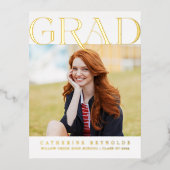 Carte postale Foil Faire-part de graduation photo  (Recto)