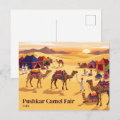 Carte Postale Foire aux chameaux de Pushkar Inde (Devant / Derrière)