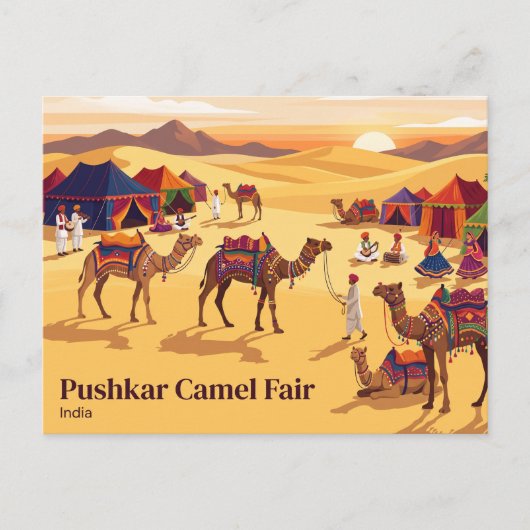 Carte Postale Foire aux chameaux de Pushkar Inde (Devant)