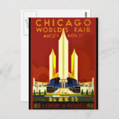 Carte Postale Foire mondiale de Chicago, 1933 (Devant / Derrière)