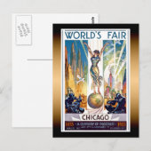 Carte Postale Foire Mondiale de Chicago 1933 - Art Déco Retro Vi (Devant / Derrière)