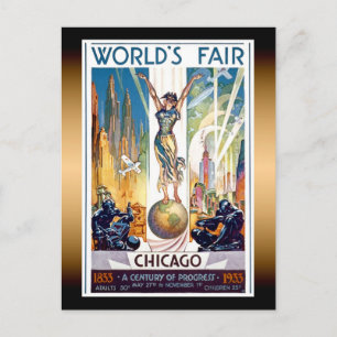 Carte Postale Foire Mondiale de Chicago 1933 - Art Déco Retro Vi