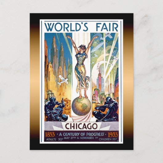 Carte Postale Foire Mondiale de Chicago 1933 - Art Déco Retro Vi (Devant)