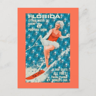 Carte Postale Foire mondiale du ski nautique de Floride vintage