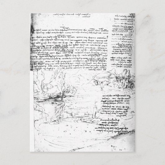 Carte Postale Fol.145v-a, page du carnet de Da Vinci (Devant)