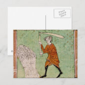 Carte Postale Fol.59r Août : Threshing Wheat (Devant / Derrière)