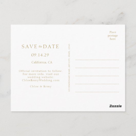 Carte Postale Foliage aquarelle photo mariage Enregistrer la dat (Dos)