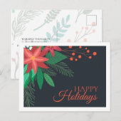 Carte Postale Foliage de Noël Joyeuses Fêtes (Devant / Derrière)