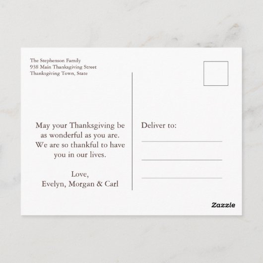 Carte Postale Folk Art Rustic Automne quitte Thanksgiving (Dos)