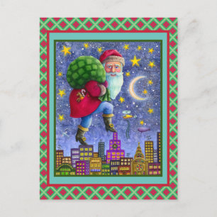 CARTE POSTALE FOLK ST. TOILETTES NICK SUR TOITS AVEC SAC DE JOUE