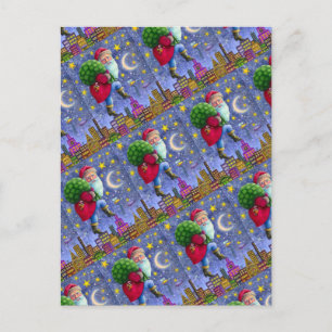 CARTE POSTALE FOLK ST. TOILETTES NICK SUR TOITS AVEC SAC DE JOUE