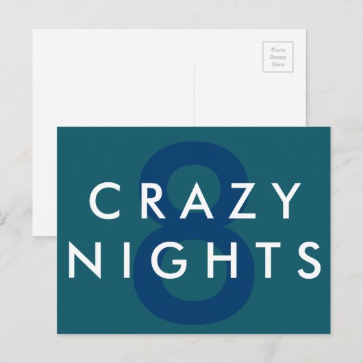 Carte postale folle de Hanoukka de 8 nuits (Devant / Derrière)