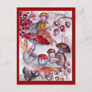 CARTE POSTALE FOLLET MAGIQUE DE CHAMPIGNONS