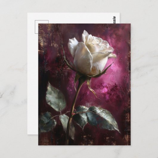 Carte Postale Fond blanc Rose violet (Devant / Derrière)
