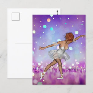 Carte Postale Fond Bokeh peint violet & Ballerine