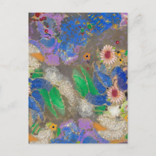 Carte Postale Fond de fleurs abstraites d'Odilon Redon.