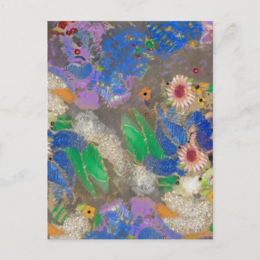 Carte Postale Fond de fleurs abstraites d'Odilon Redon. (Devant)