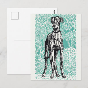 Carte Postale Fond de teal d'art Greyhound de Moriz Jung vintage