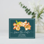 Carte Postale Fond de teinte sarcelle orange coing Save The Date (Debout devant)
