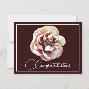 Carte Postale Fond de vin Pivoine Cramoisie Blanche Félicitation