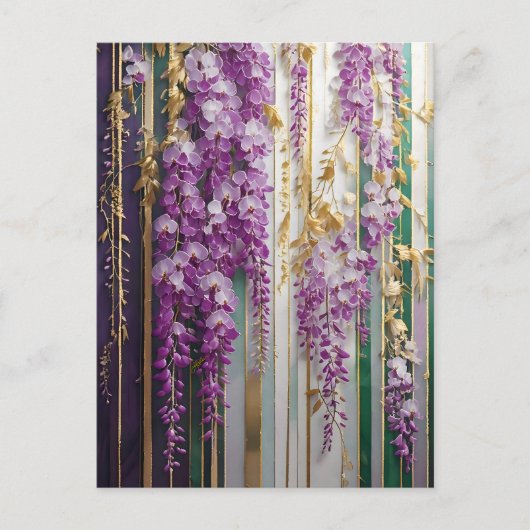 Carte Postale Fond d'écran en fleurs Violet Or Wisteria (Devant)
