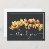 Carte Postale Fond gris d'orchidée jaune orange pâle Merci (Devant / Derrière)