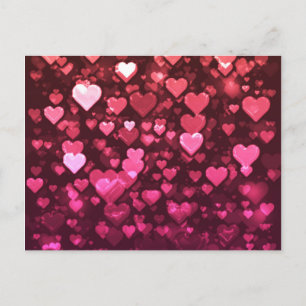Carte Postale Fond numérique à effet bokeh de cœurs roses