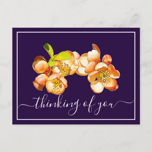 Carte Postale Fond Orange Coing Violet Pensant à Vous (Devant)