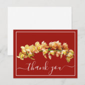 Carte Postale Fond rouge dos orchidée jaune orange pâle Merci (Devant / Derrière)