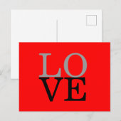 Carte Postale Fond rouge gris mariage amour (Devant / Derrière)