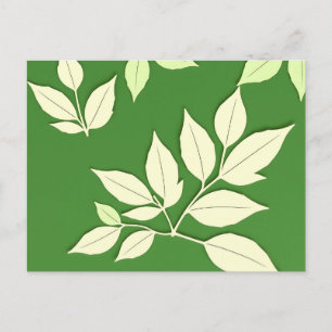 Carte Postale Fond vert brillant avec feuille pâle