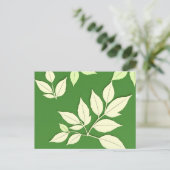 Carte Postale Fond vert brillant avec feuille pâle  (Debout devant)