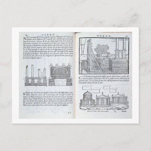 Carte Postale Fondements, de "Della Architettura", pub (Devant)