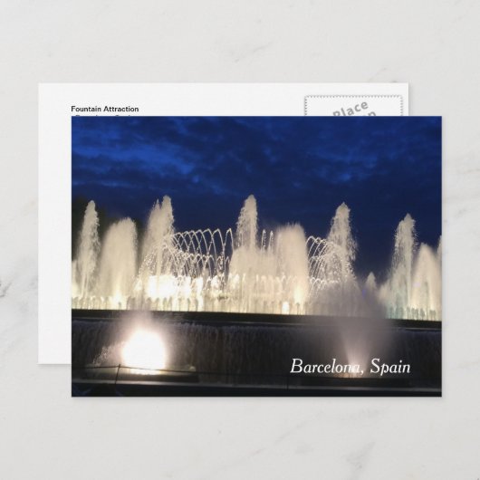 Carte Postale Fontaine à Barcelone, Espagne (Devant / Derrière)