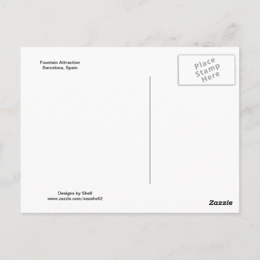 Carte Postale Fontaine à Barcelone, Espagne (Dos)