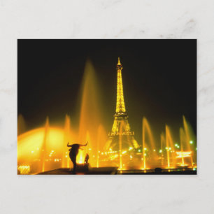 Carte Postale Fontaine à la célèbre Tour Eiffel Paris